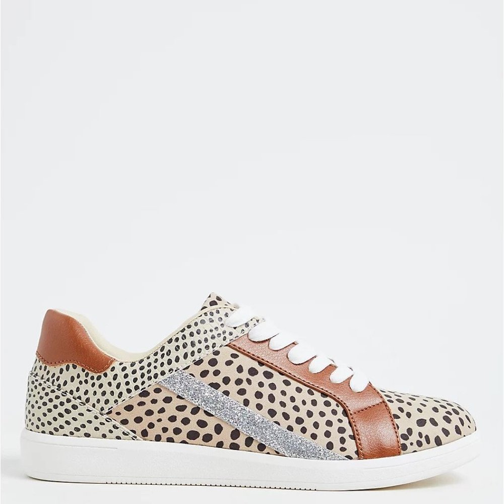 Torrid Wide Width Animal Print Mixed Media Lace Up Sneaker